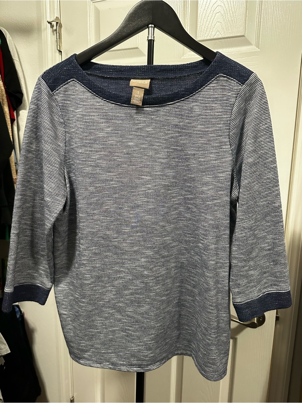 Chicos Women’s Navy Stripe Knit top